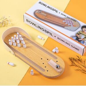 Mini Bowling Game Set with Wooden Base